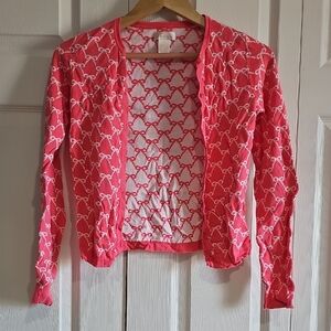Frenchi Pink Bow Print Cardigan – Size S